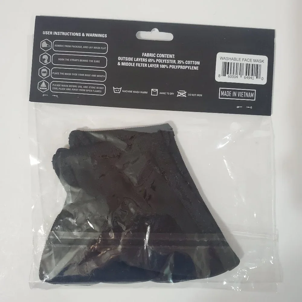 Washable face mask black cloth face mask